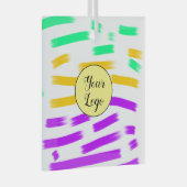 シンプル黄色カスタムブルーウォーターの色を追加ロゴmini ガラスオーナメント (正面右)