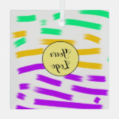 シンプル黄色カスタムブルーウォーターの色を追加ロゴmini ガラスオーナメント (裏面)