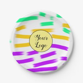 シンプル黄色カスタムブルーウォーターの色を追加ロゴmini ペーパープレート
