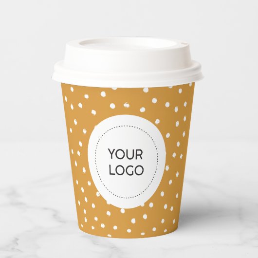 シンプル黄色ミニマルのビジネスカスタムロゴ 紙コップ (正面)