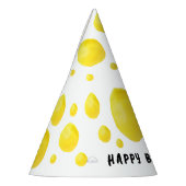 シンプル黄色水玉模様水彩及びブラックタイポ パーティーハット (左)