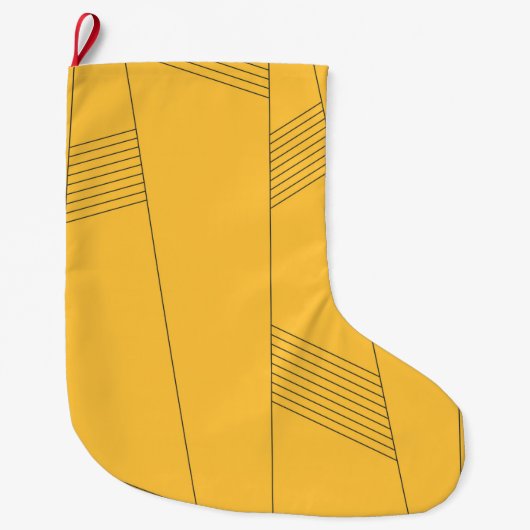 シンプル黄色、抽象芸術グラフィックモダンデザイン ラージクリスマスストッキング (正面)