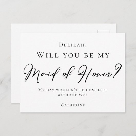 シンプル黒い台本を書いてメイド・オブ・オーナー(花嫁付き添い人) ポストカード (正面/裏面)