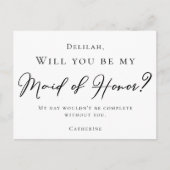 シンプル黒い台本を書いてメイド・オブ・オーナー(花嫁付き添い人) ポストカード (正面)