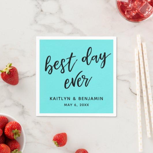 シンプル黒い手書き最高のディ・エバー・アクア スタンダードカクテルナプキン (インサイチュ)