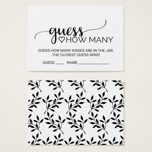 シンプル黒い推測ゲームのカード数キス (正面&裏面)