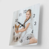 シンプル黒い数字の写パーソナライズされた真 スクエア壁時計 (傾斜)