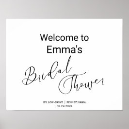 シンプル黒い書道のシャワー記号 ポスター