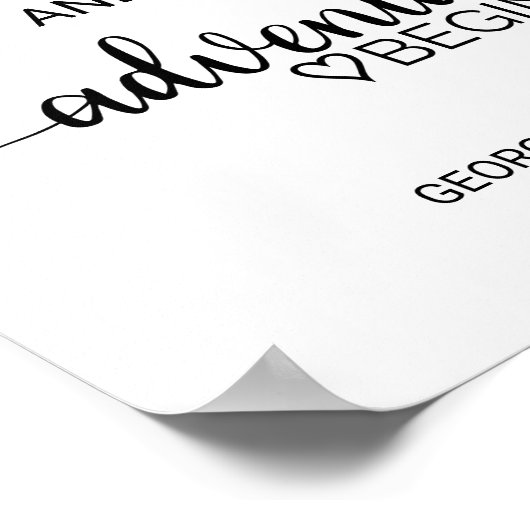 シンプル黒い書道の冒険が始まる ポスター (角)