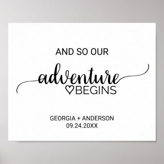 シンプル黒い書道の冒険が始まる ポスター (正面)