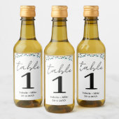 シンプル黒い書道の表結婚番号のWi ワインラベル (ボトル)