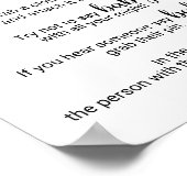 シンプル黒い書道はベビーの標識を言わない ポスター (角)