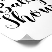 シンプル黒い書道ようこそ赤ちゃんシャワーのサイン ポスター (角)