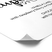 シンプル黒い書道カップケーキの味の看板 ポスター (角)