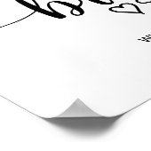 シンプル黒い書道ブライダルシャワーへようこそ ポスター (角)