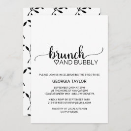 シンプル黒い書道ブランチと泡立ち 招待状