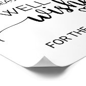 シンプル黒い書道井戸の願いのサイン ポスター (角)