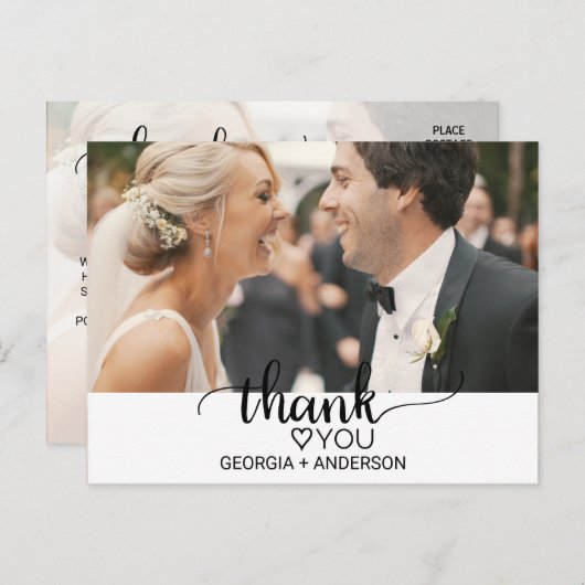 シンプル黒い書道写真ありがとう ポストカード (正面/裏面)