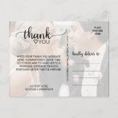 シンプル黒い書道写真ありがとう ポストカード (裏面)