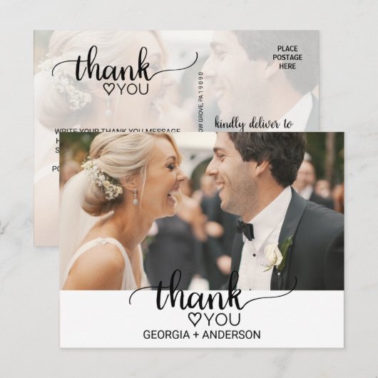 シンプル黒い書道写真ありがとう ポストカード (正面/裏面)