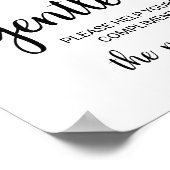 シンプル黒い書道紳士バスルームの標識 ポスター (角)