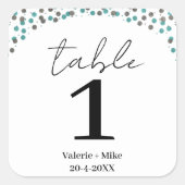 シンプル黒い書道表の番号結婚の スクエアシール (正面)