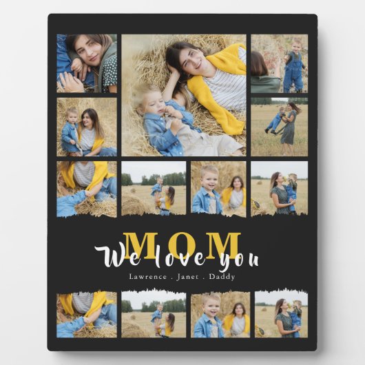 シンプル黒おばあちゃん母の写真コラージュ母の日 フォトプラーク (正面)
