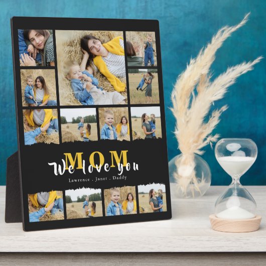 シンプル黒おばあちゃん母の写真コラージュ母の日 フォトプラーク (側面)