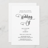 シンプル黒と白とタイムレエレガントス 招待状 (正面/裏面)