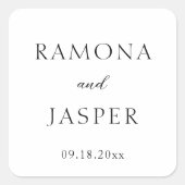シンプル黒と白のはっきりしたモダン結婚の スクエアシール (正面)