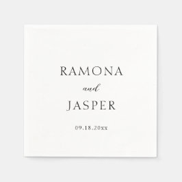 シンプル黒と白のはっきりしたモダン結婚の スタンダードカクテルナプキン