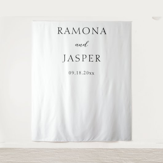 シンプル黒と白のはっきりしたモダン結婚の タペストリー (正面)