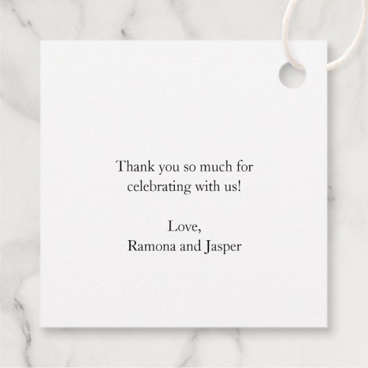 シンプル黒と白のはっきりしたモダン結婚の フェイバータグ (裏面)