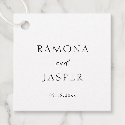 シンプル黒と白のはっきりしたモダン結婚の フェイバータグ (正面)