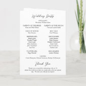 シンプル黒と白のはっきりしたモダン結婚の プログラム (裏面)