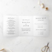 シンプル黒と白のはっきりしたモダン結婚の 三つ折り招待状 (内部)