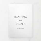 シンプル黒と白のはっきりしたモダン結婚の 三つ折り招待状 (カバー)