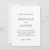 シンプル黒と白のはっきりしたモダン結婚の 招待状 (正面)