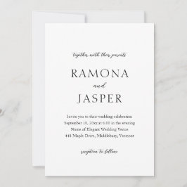 シンプル黒と白のはっきりしたモダン結婚の 招待状