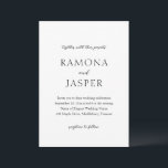 シンプル黒と白のはっきりしたモダン結婚の 招待状<br><div class="desc">エレガントな結婚式シンプルの招待ミニマルデザイン。このクラシックへの招待に対するツイストのためのあなたの名前モダンが大きなレタリングで伝統的あるスタイルレイアウト。この白黒のデザインは、デザイン編集ツールで選択した色に変更できる。この結婚式招待状はOSにフォーマル最適結婚である。</div>