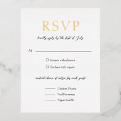 シンプル黒と白のはっきりしたモダン結婚の 箔招待状ポストカード (正面)