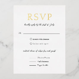 シンプル黒と白のはっきりしたモダン結婚の 箔招待状ポストカード