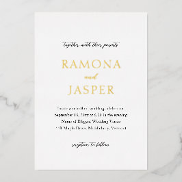 シンプル黒と白のはっきりしたモダン結婚の 箔招待状