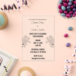 シンプル黒と白のオーバーレイフォト結婚ズ アクリル招待状