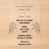 シンプル黒と白のオーバーレイフォト結婚ズ アクリル招待状 (正面)