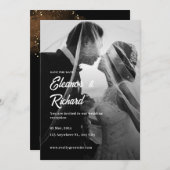 シンプル黒と白のオーバーレイフォト結婚ズ 招待状 (正面/裏面)