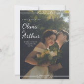 シンプル黒と白のオーバーレイフォト結婚ズ 招待状 (正面)