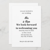 シンプル黒と白のオーバーレイフォト結婚ズ 招待状 (正面/裏面)