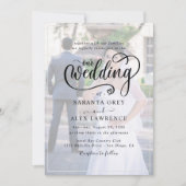 シンプル黒と白のオーバーレイフォト結婚ズ 招待状 (正面)