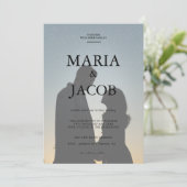 シンプル黒と白のオーバーレイフォト結婚ズ 招待状 (スタンド正面)